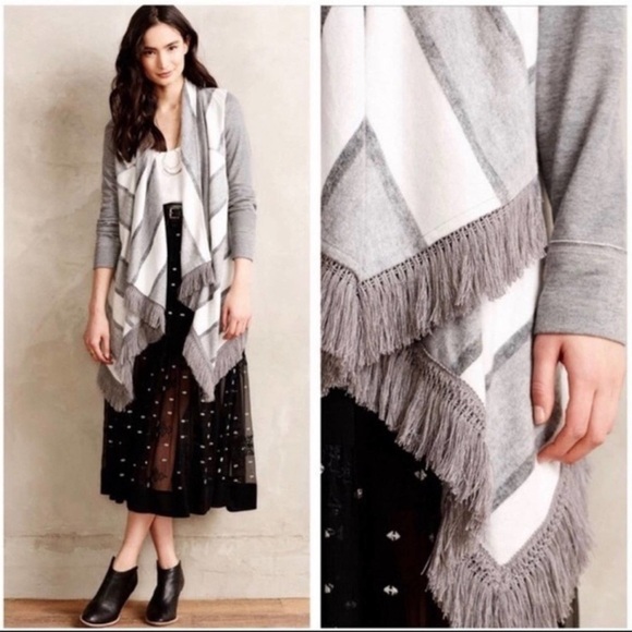 Anthropologie Saturday Sunday Open Cardigan with Fringe Detail. - Picture 2 of 16